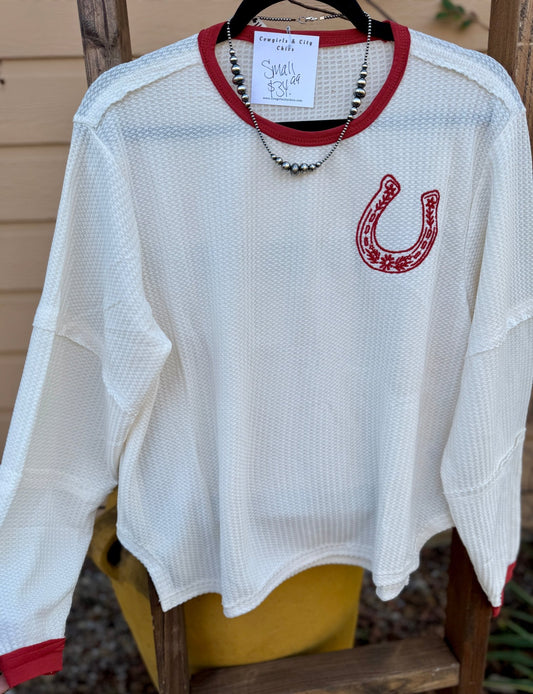 Horseshoe Thermal Long Sleeve - Cowgirls & City Chics