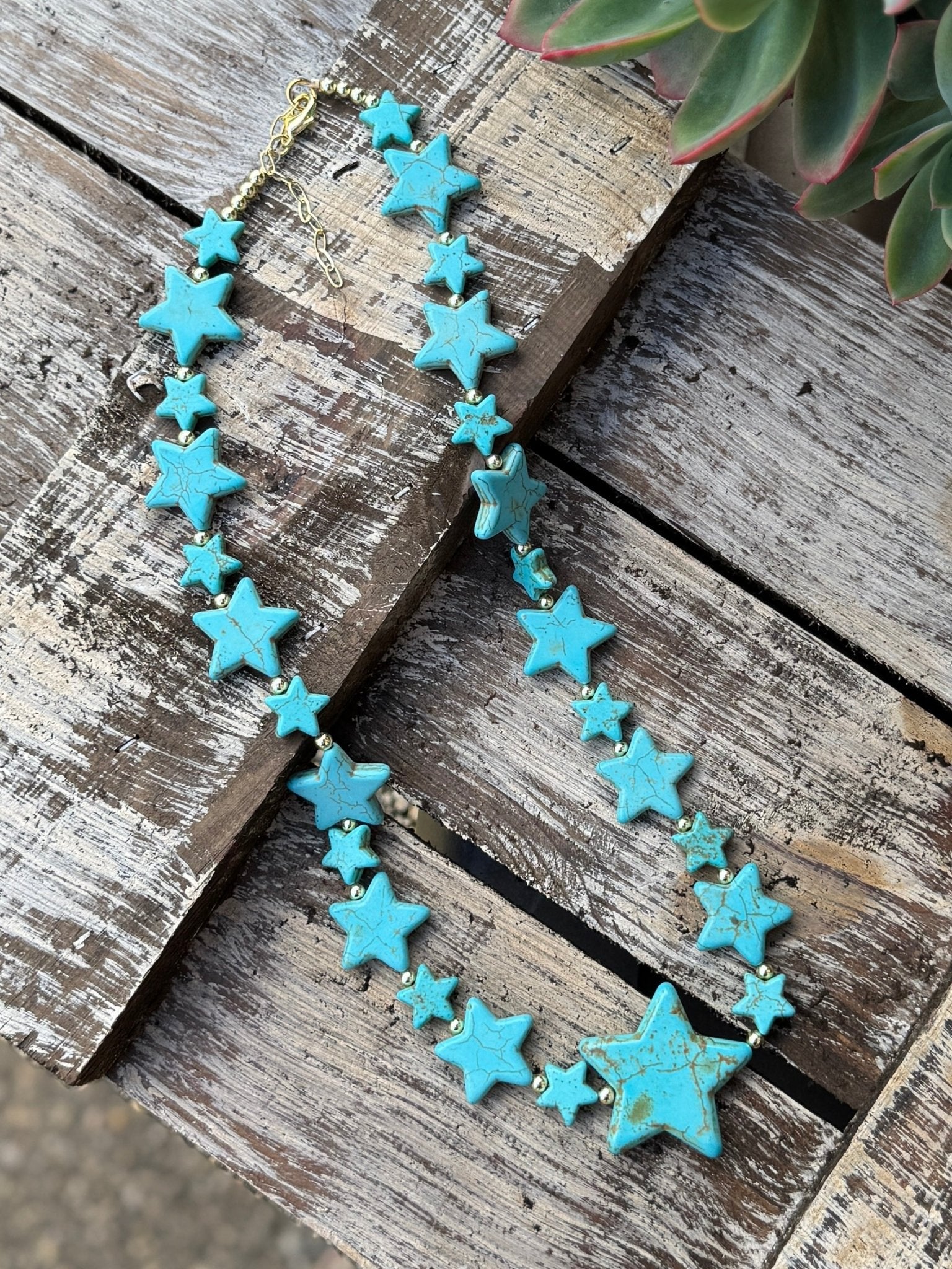 {Houston} Turquoise & Gold Star Necklace - Cowgirls & City Chics