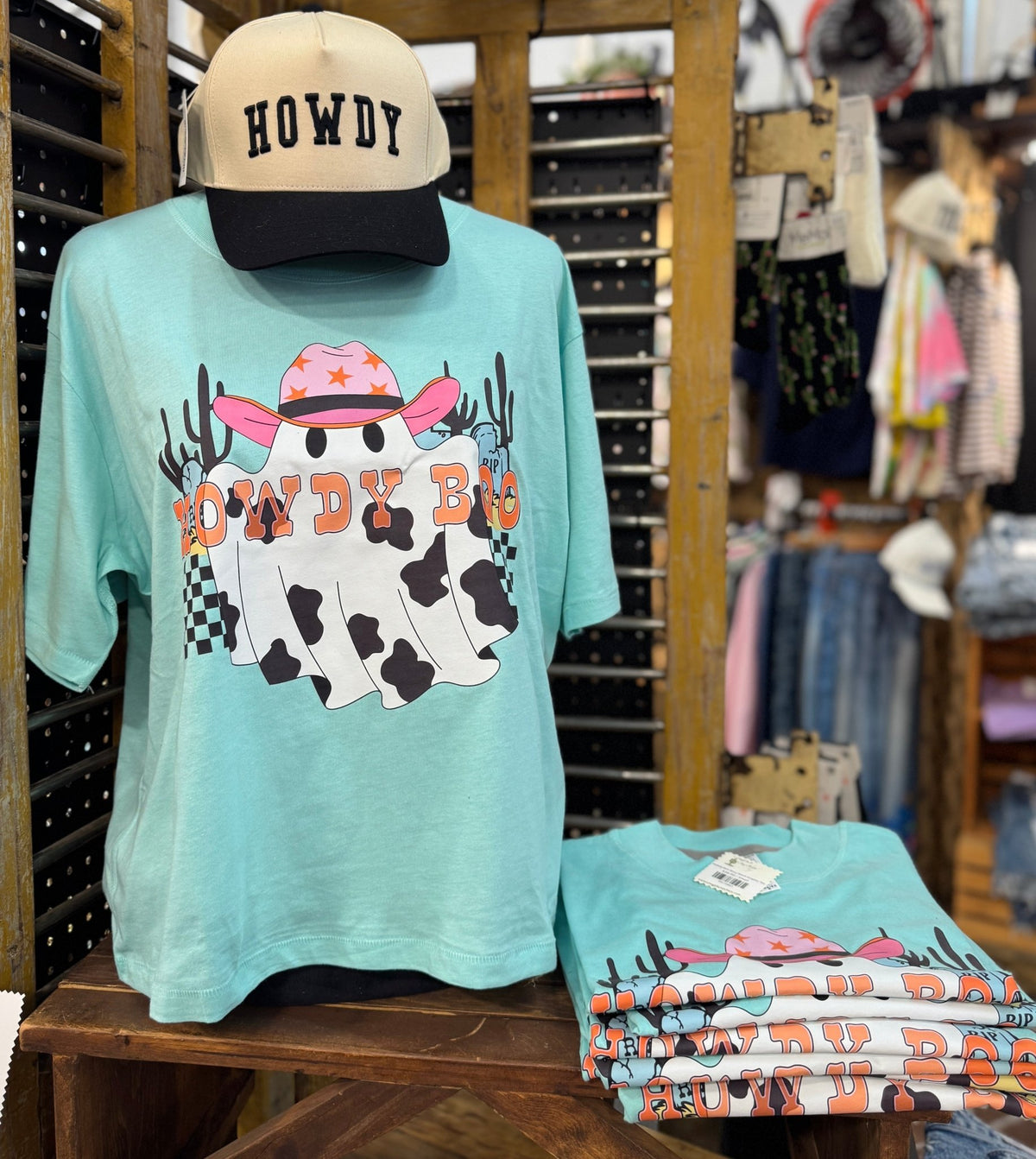 Howdy Boo Boxy Mock Graphic Tee - Cowgirls & City Chics