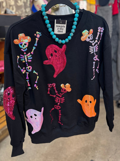Howdy Skeleton Sequin Pullover - Cowgirls & City Chics