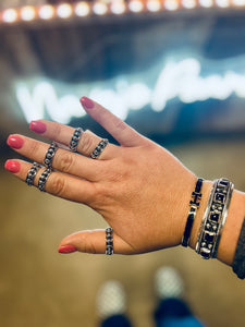 Wide Silver Stud Band Ring