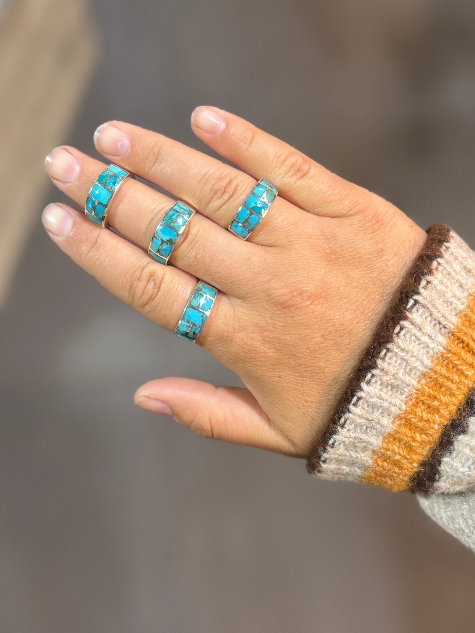 In - Lay Turquoise Wide Band Ring - Cowgirls & City Chics