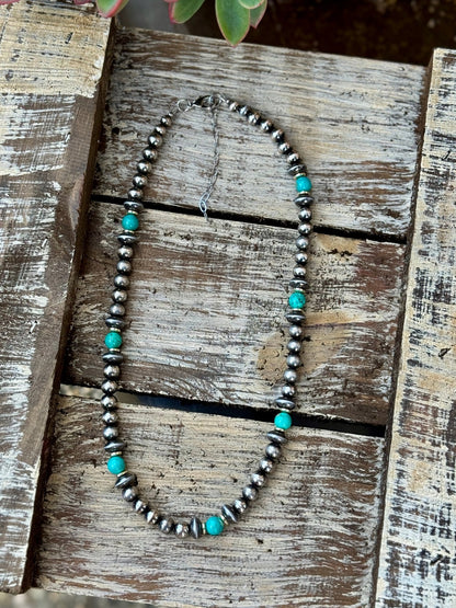 {Jenna} Faux Pearl, Gold & Turquoise Necklace - Cowgirls & City Chics