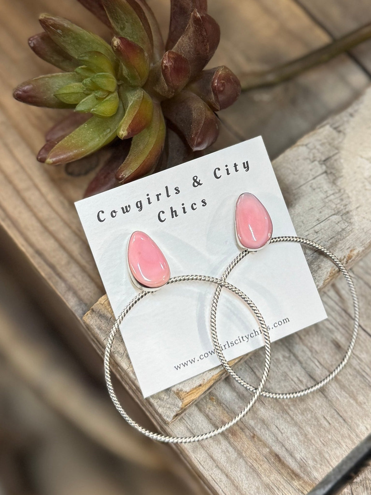 {JLO} Pink Conch Post Hoop Earrings - Cowgirls & City Chics