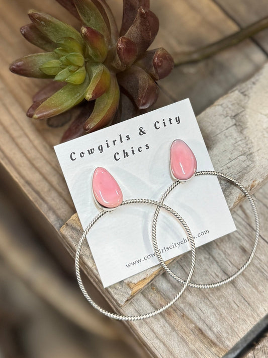 {JLO} Pink Conch Post Hoop Earrings - Cowgirls & City Chics