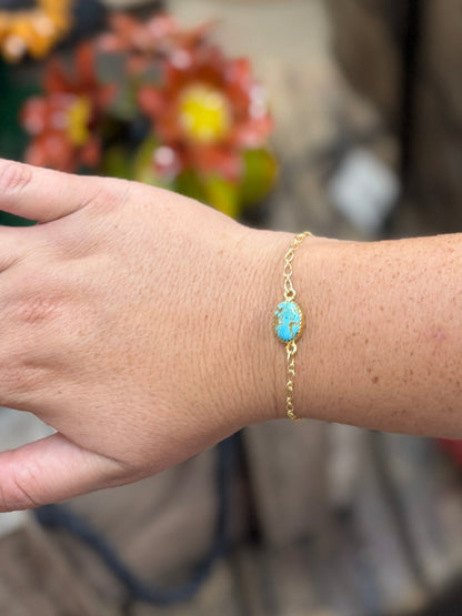 Kingman & Gold Chain Bracelet - Cowgirls & City Chics