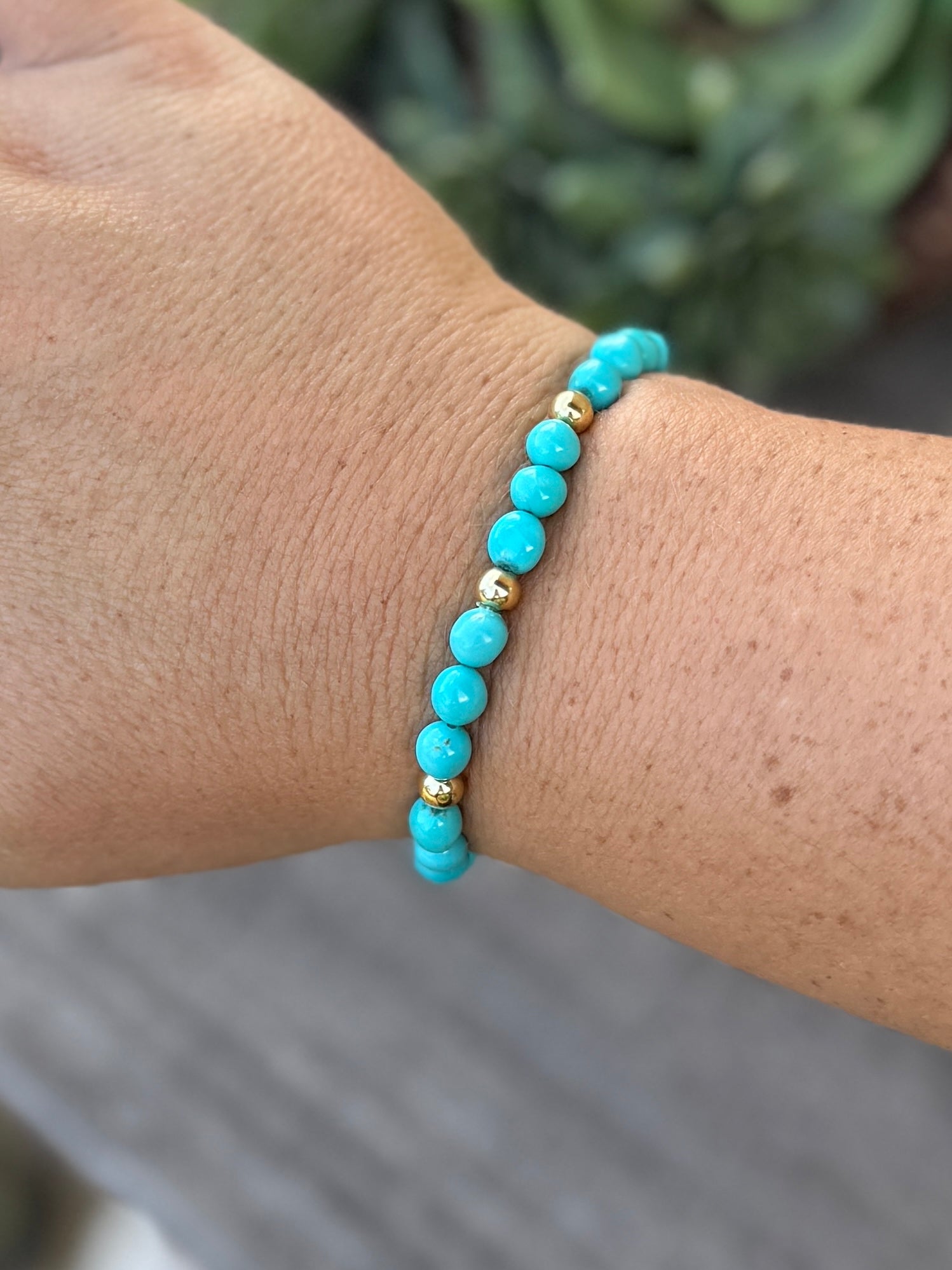 Kingman & Gold Filled Pearl Bracelet (Stretch) - Cowgirls & City Chics