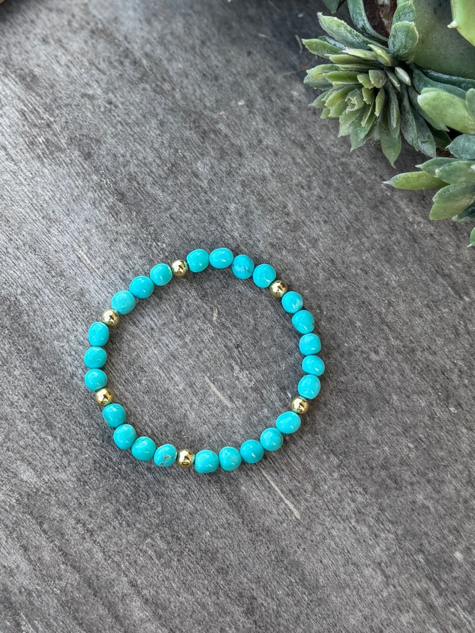 Kingman & Gold Filled Pearl Bracelet (Stretch) - Cowgirls & City Chics