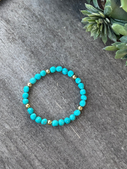 Kingman & Gold Filled Pearl Bracelet (Stretch) - Cowgirls & City Chics