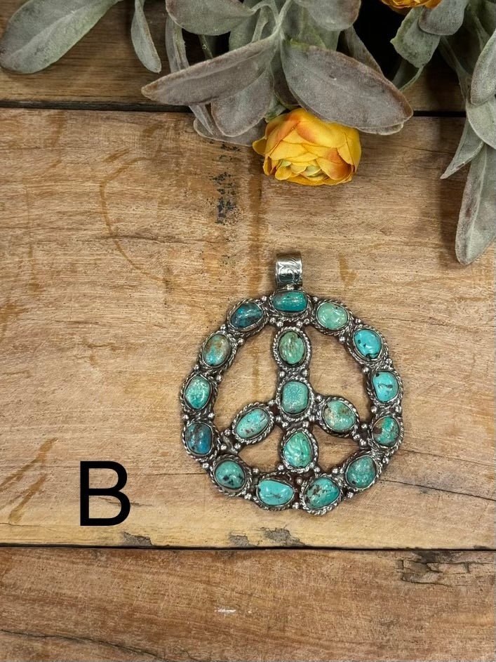 Kingman Peace Sign Pendent - Cowgirls & City Chics