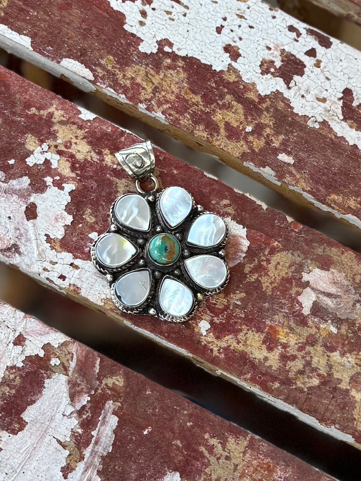 Kingman & Pearl Flower Pendent - Cowgirls & City Chics