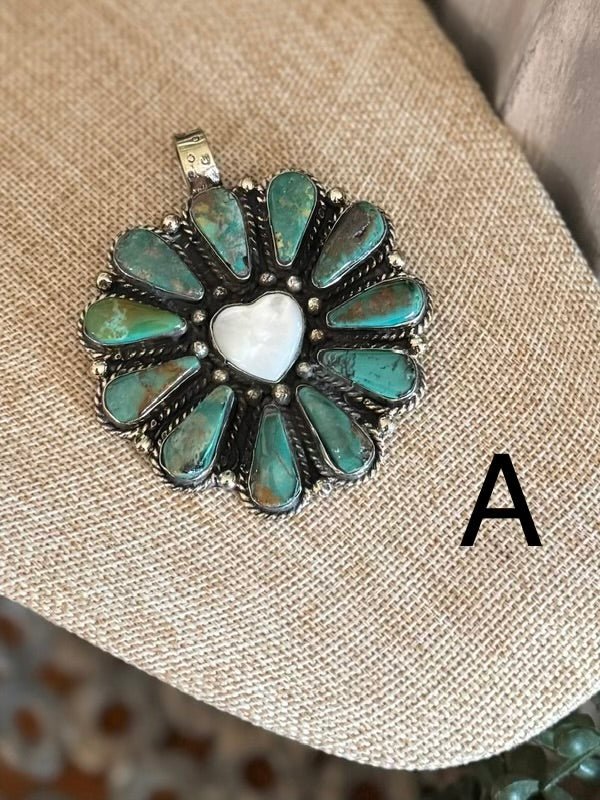 Kingman & Pearl Heart Pendent - Cowgirls & City Chics