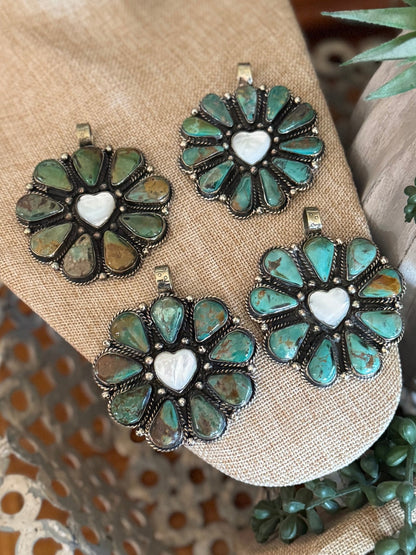 Kingman & Pearl Heart Pendent - Cowgirls & City Chics