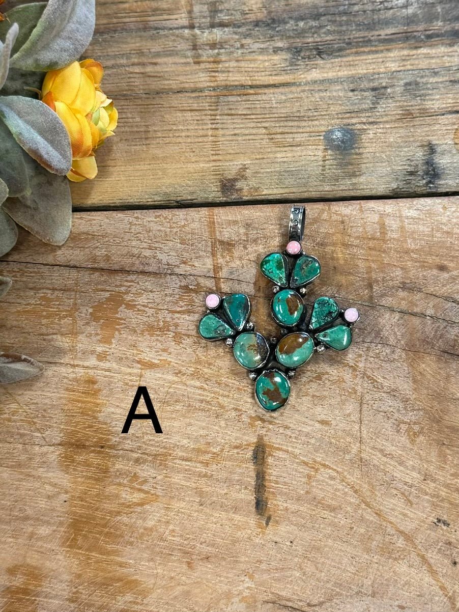 Kingman & Pink Conch Cactus Pendent - Cowgirls & City Chics