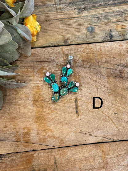Kingman & Pink Conch Cactus Pendent - Cowgirls & City Chics