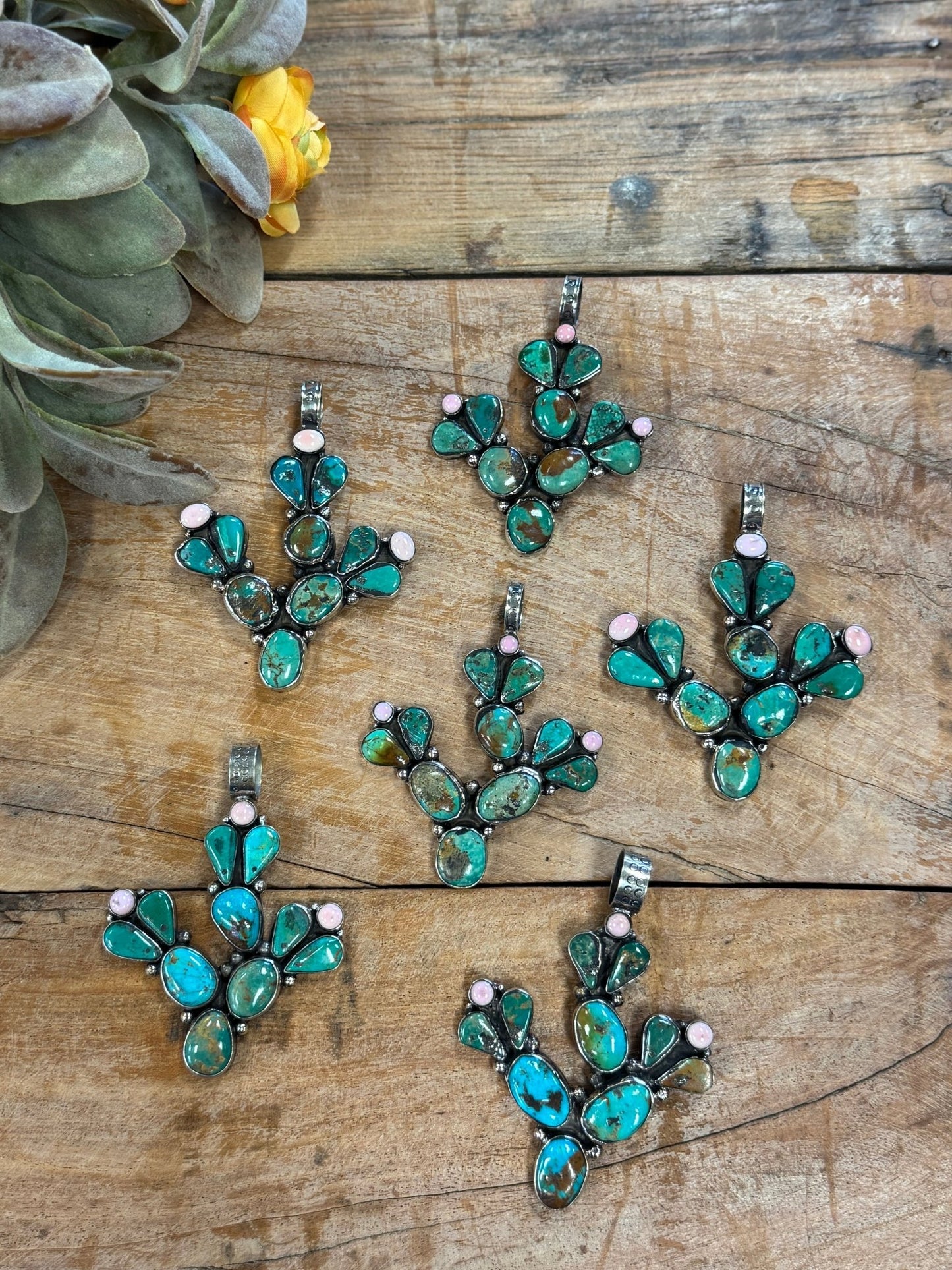 Kingman & Pink Conch Cactus Pendent - Cowgirls & City Chics