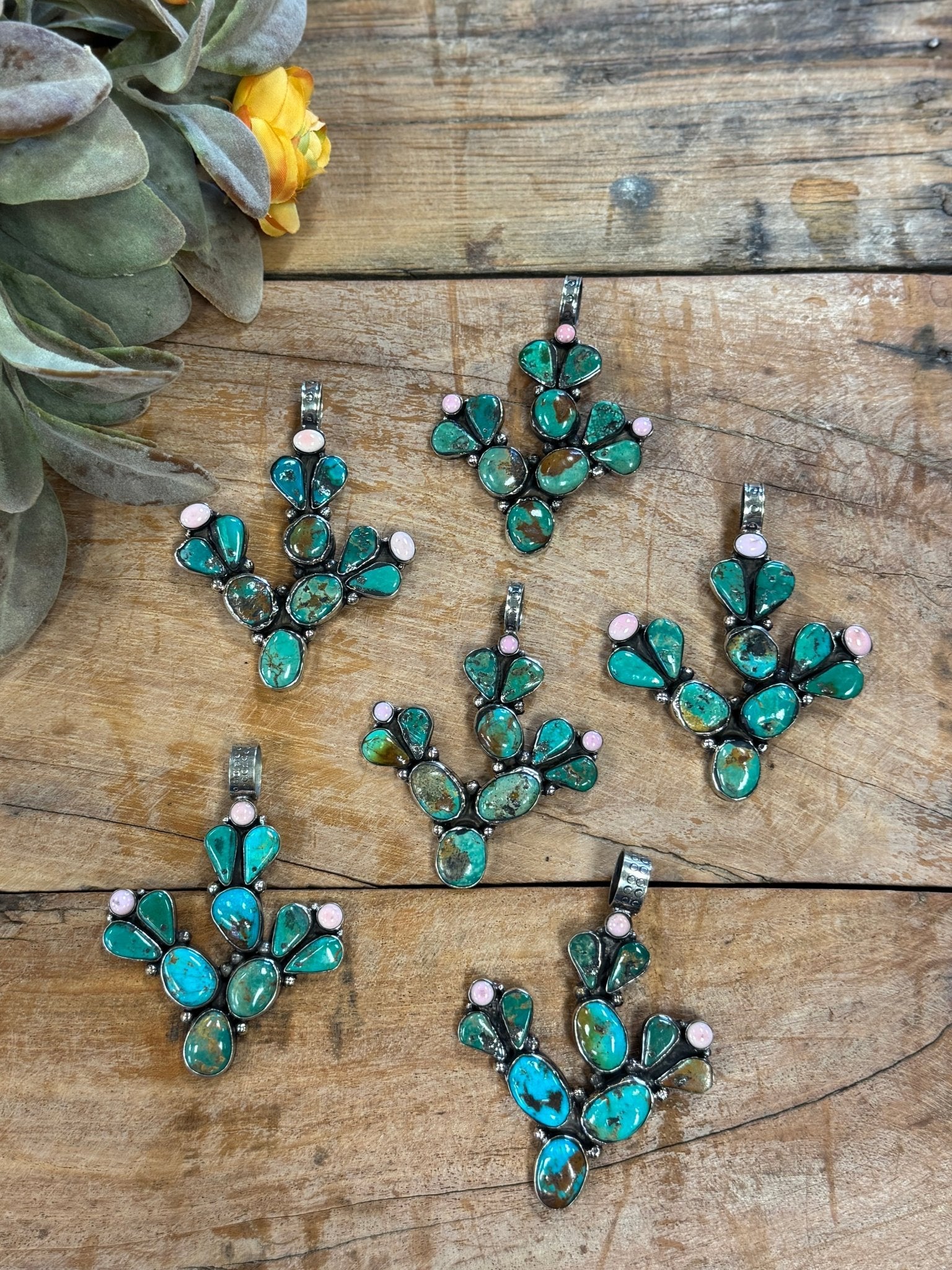 Kingman & Pink Conch Cactus Pendent - Cowgirls & City Chics