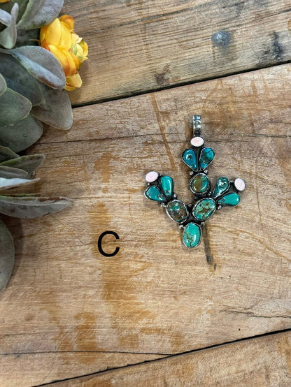 Kingman & Pink Conch Cactus Pendent - Cowgirls & City Chics
