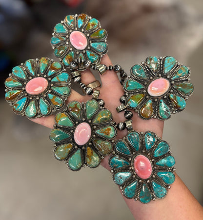 Kingman & Pink Conch Cluster Pendent - Cowgirls & City Chics