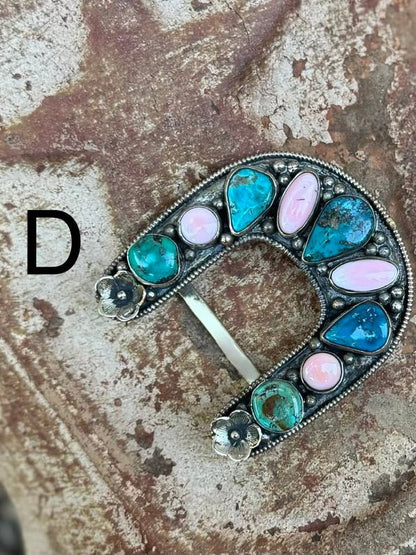 Kingman & Pink Conch Horseshoe Buckle - Cowgirls & City Chics