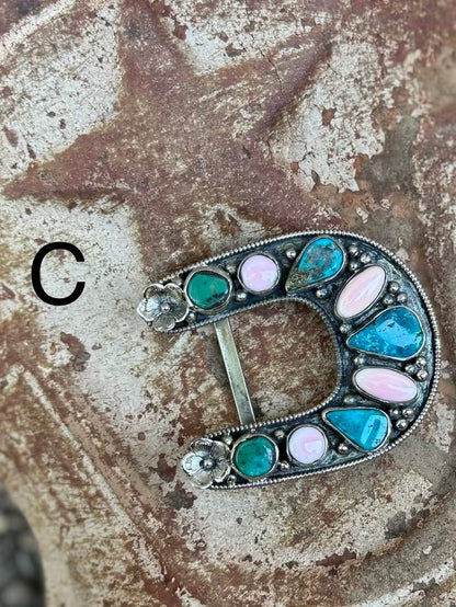 Kingman & Pink Conch Horseshoe Buckle - Cowgirls & City Chics