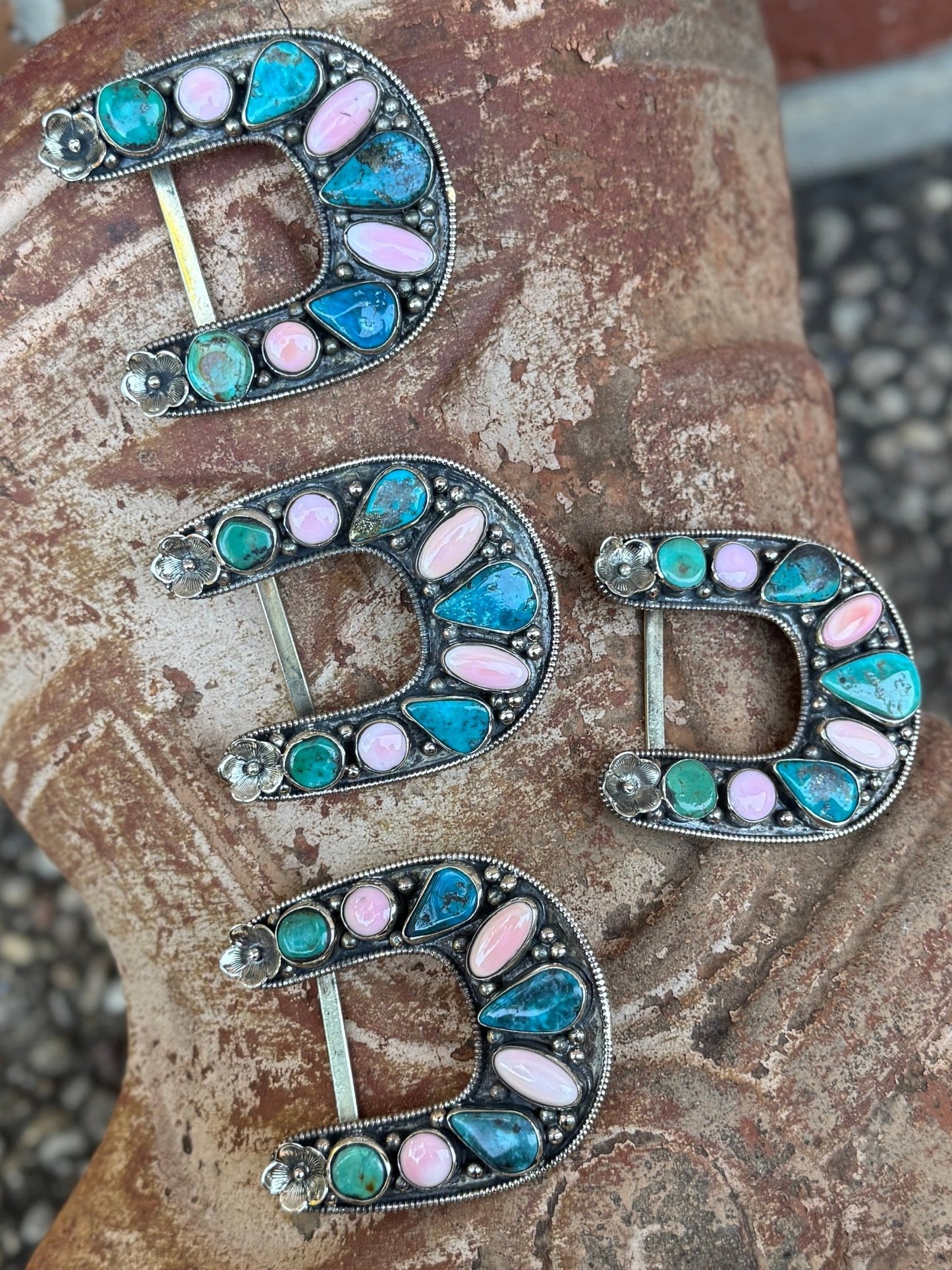 Kingman & Pink Conch Horseshoe Buckle - Cowgirls & City Chics