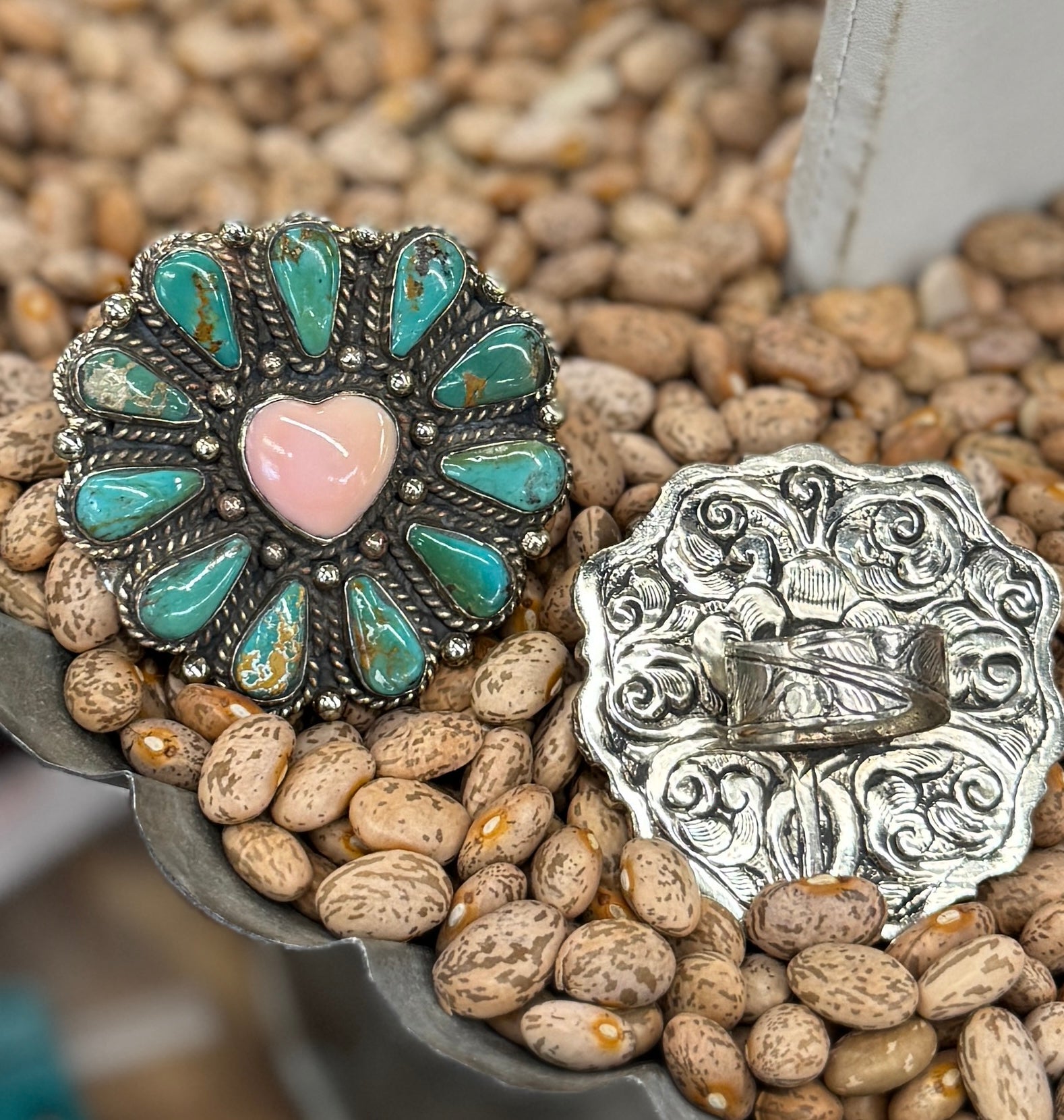 Kingman & Pink Conch Ring - Cowgirls & City Chics