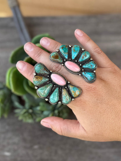 KIngman & Pink Conch Side Cluster Ring - Cowgirls & City Chics
