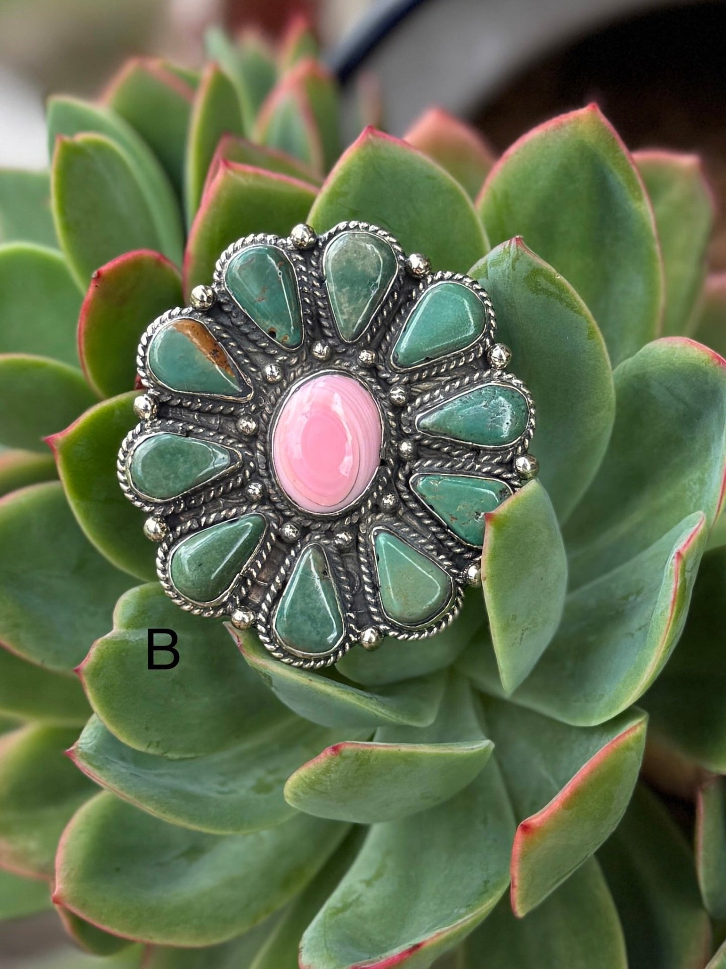 Kingman & Pink Conch XL Ring - Cowgirls & City Chics