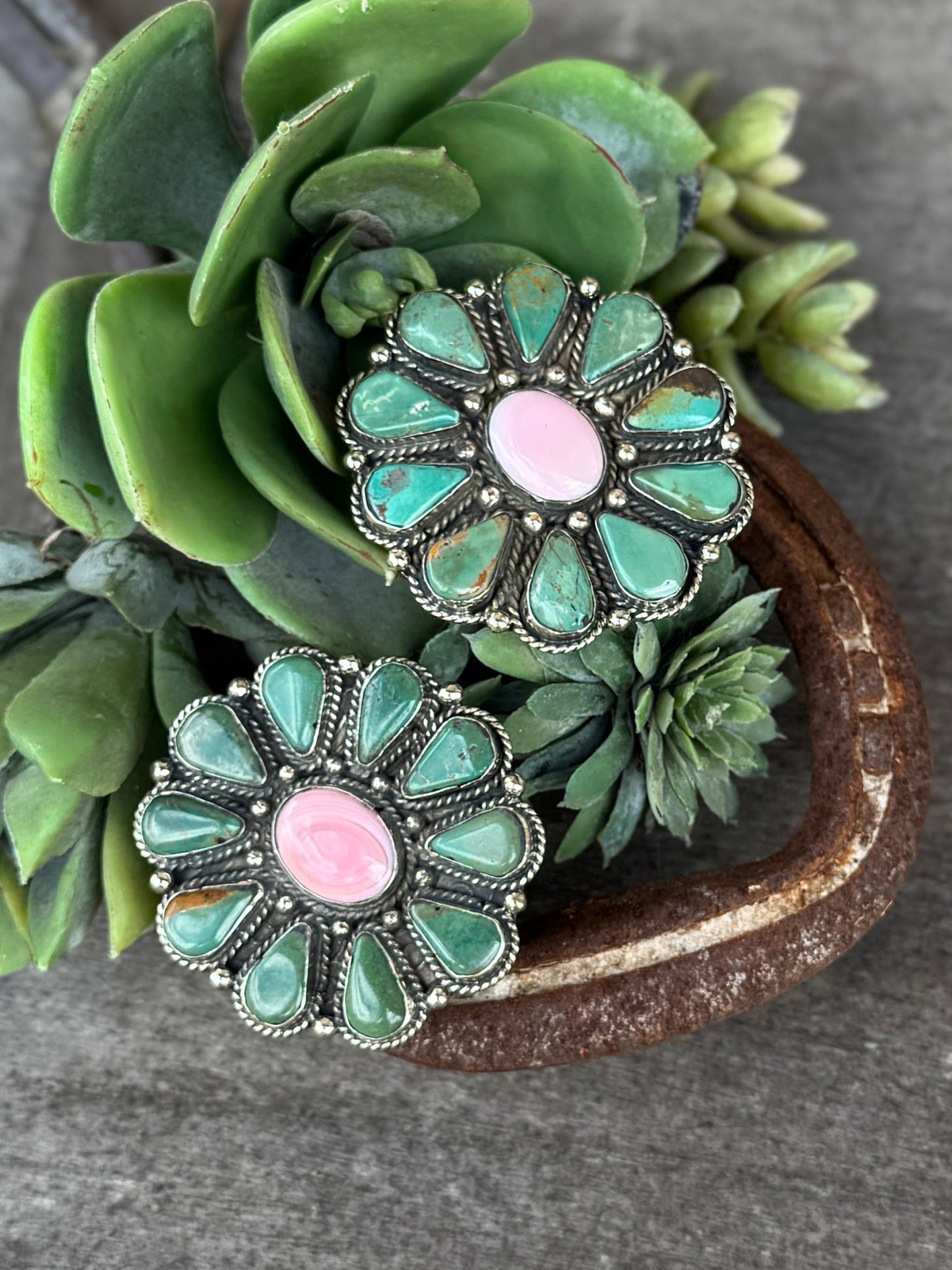 Kingman & Pink Conch XL Ring - Cowgirls & City Chics