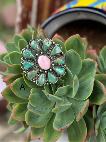 Kingman & Pink Conch XL Ring - Cowgirls & City Chics