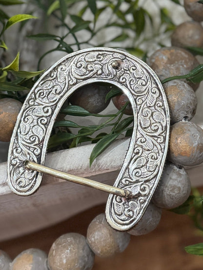 Kingman & Red Spiny Horseshoe Buckle - Cowgirls & City Chics