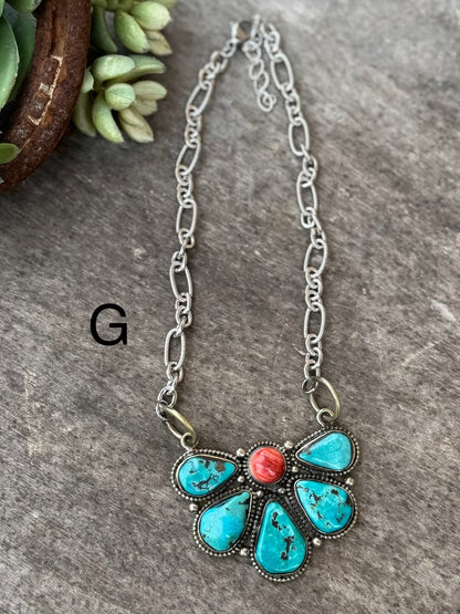Kingman & Spiny Cluster Pendent Necklace - Cowgirls & City Chics