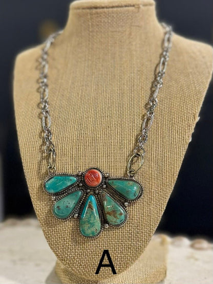 Kingman & Spiny Cluster Pendent Necklace - Cowgirls & City Chics