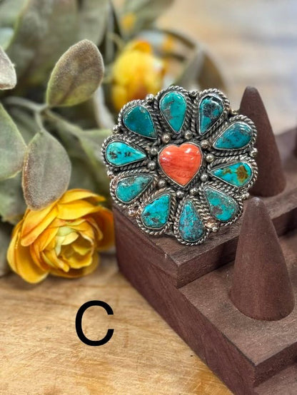 Kingman & Spiny Heart Ring - Cowgirls & City Chics