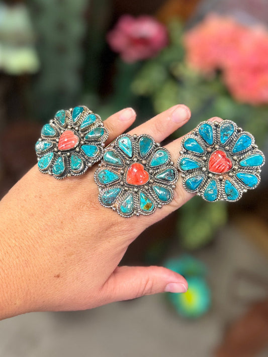 Kingman & Spiny Heart Ring - Cowgirls & City Chics
