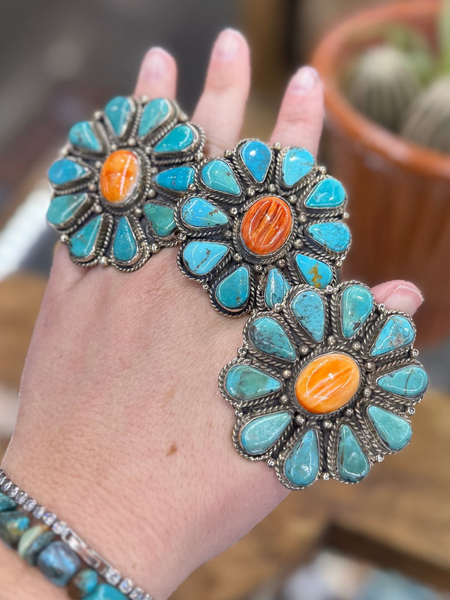 Kingman & Spiny Oyster Cluster Ring - Cowgirls & City Chics
