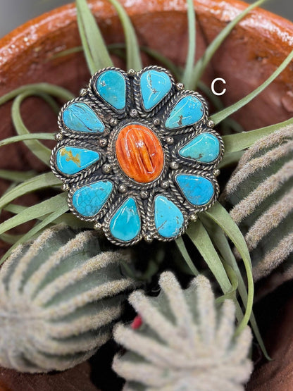 Kingman & Spiny Oyster Cluster Ring - Cowgirls & City Chics