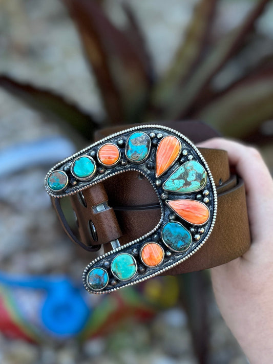Kingman & Spiny Oyster Horseshoe Buckle - Cowgirls & City Chics