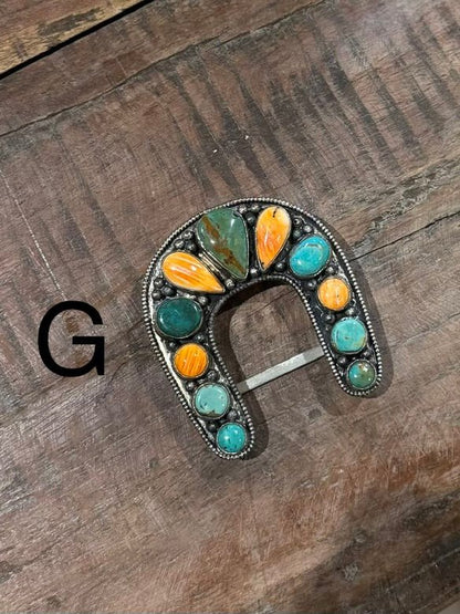 Kingman & Spiny Oyster Horseshoe Buckle - Cowgirls & City Chics