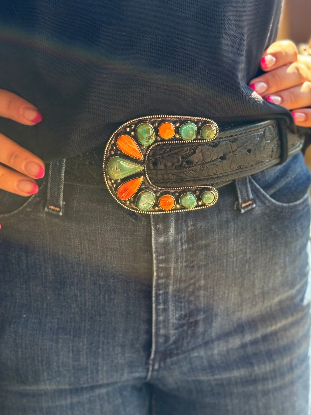 Kingman & Spiny Oyster Horseshoe Buckle - Cowgirls & City Chics
