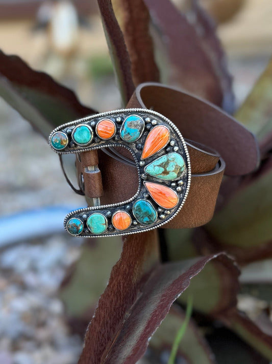 Kingman & Spiny Oyster Horseshoe Buckle - Cowgirls & City Chics