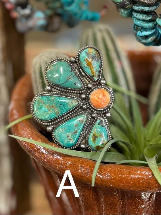 KIngman & Spiny Oyster Side Cluster Ring - Cowgirls & City Chics