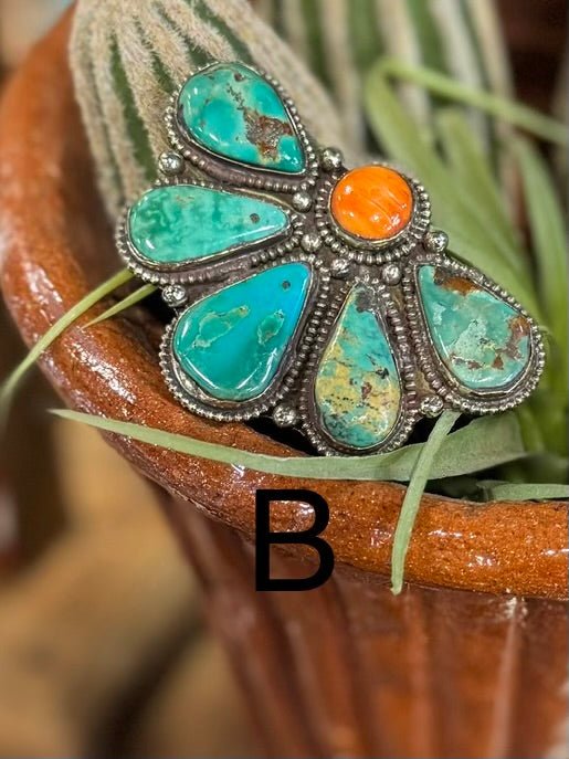 KIngman & Spiny Oyster Side Cluster Ring - Cowgirls & City Chics