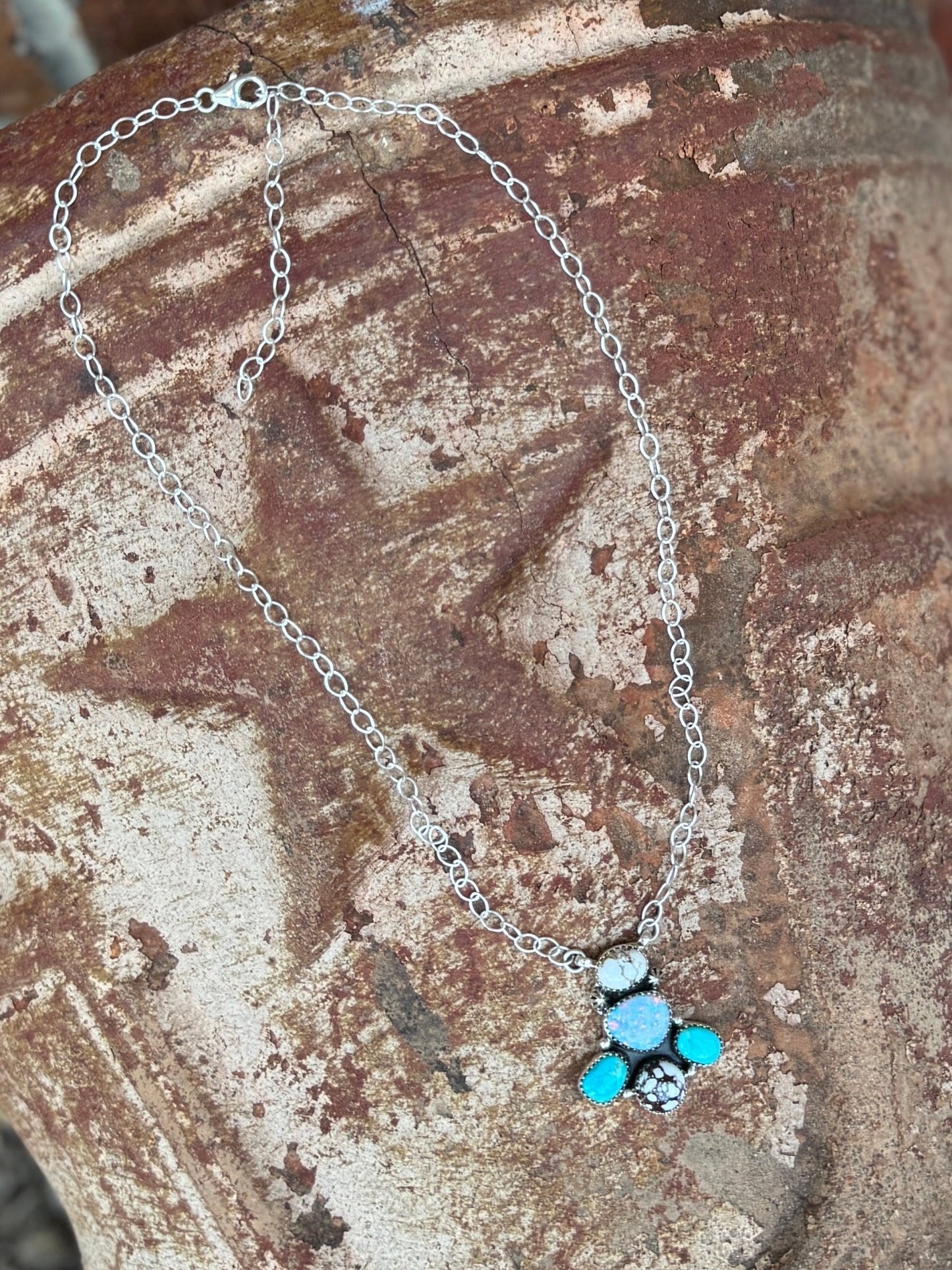 Kingman, White Buffalo & Opal Necklace - Cowgirls & City Chics