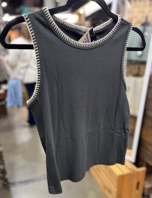 Knit Tank With Stitching - Cowgirls & City Chics