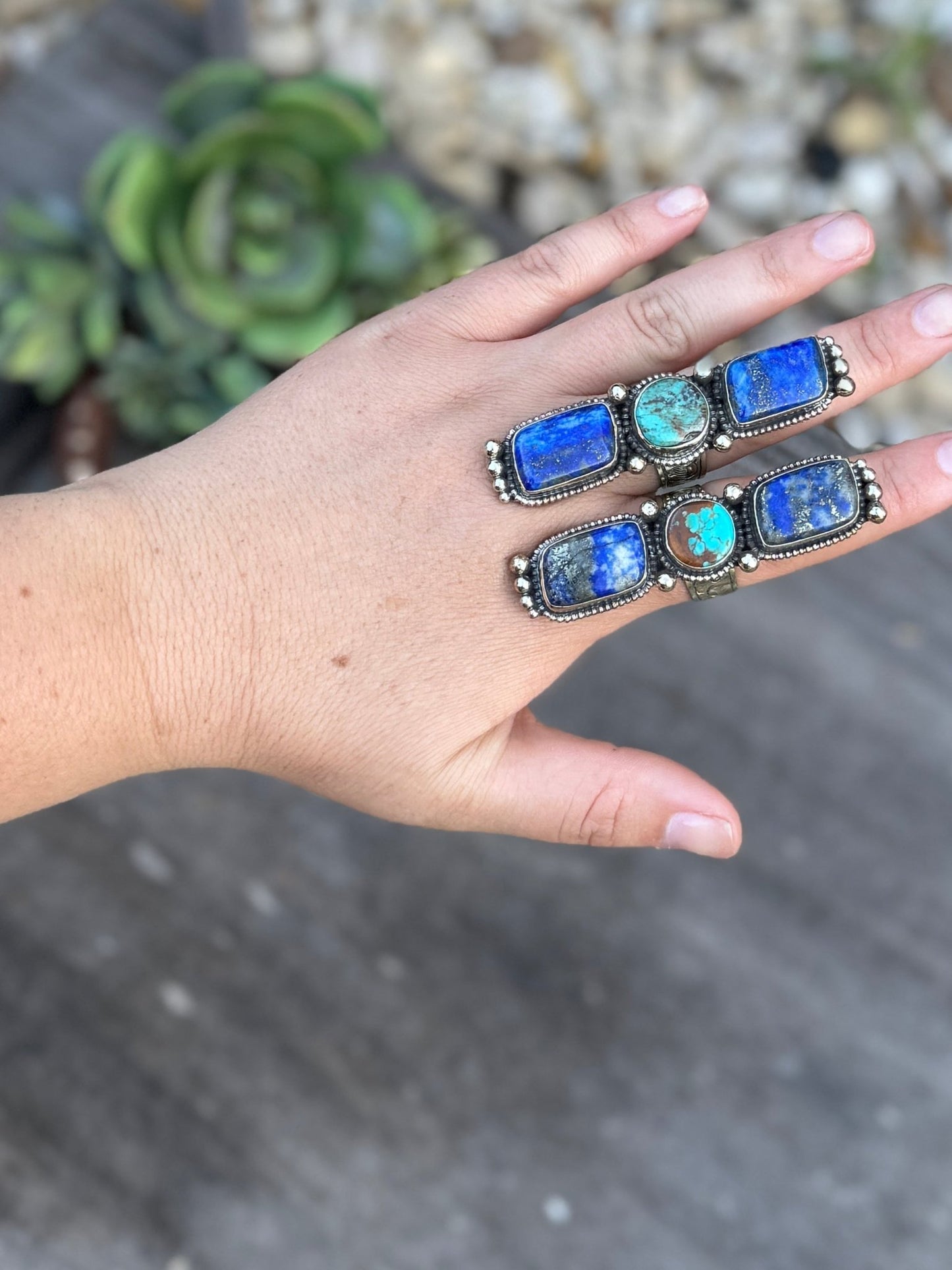 Lapis & Kingman Stone Ring - Cowgirls & City Chics