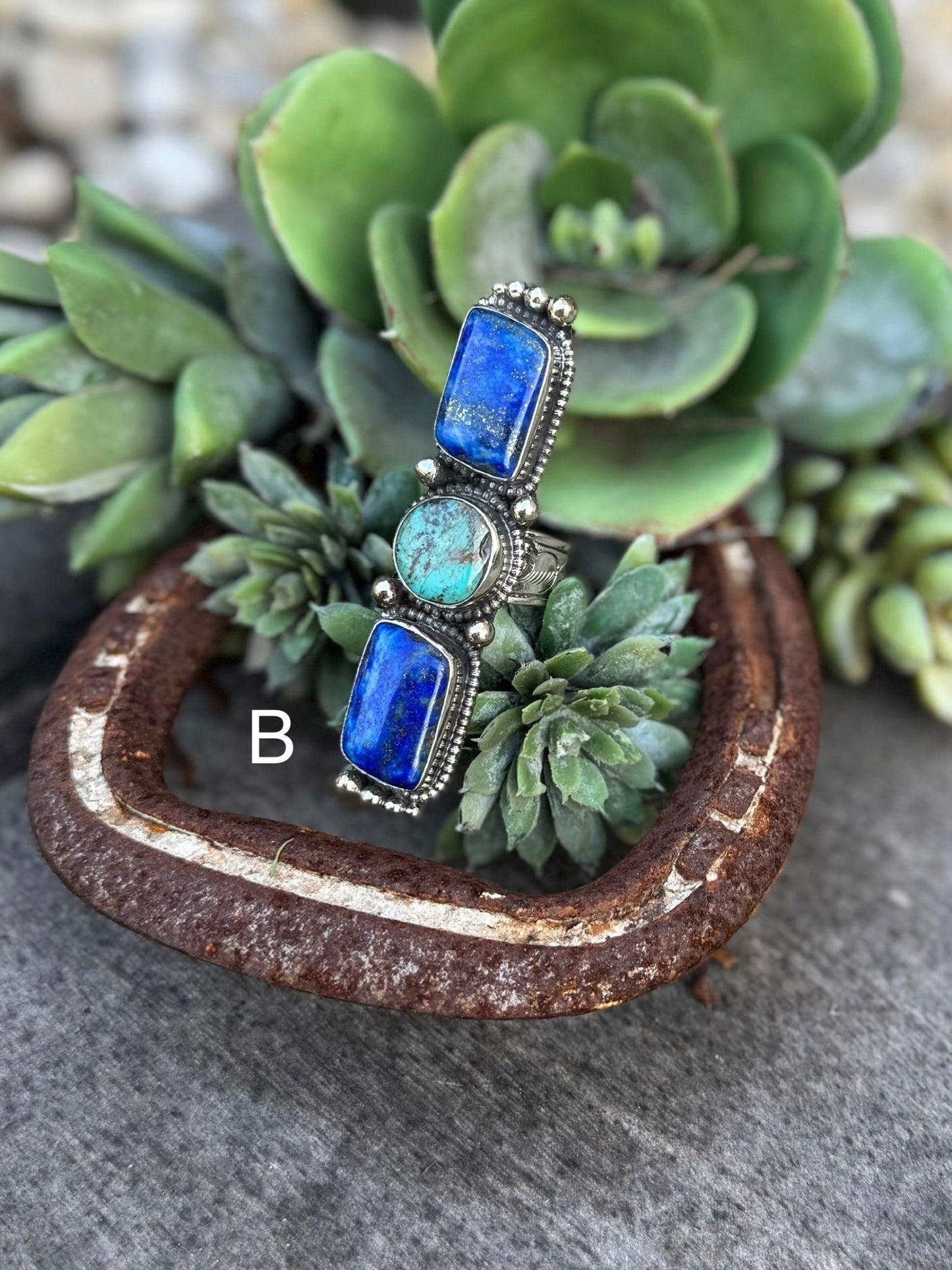 Lapis & Kingman Stone Ring - Cowgirls & City Chics