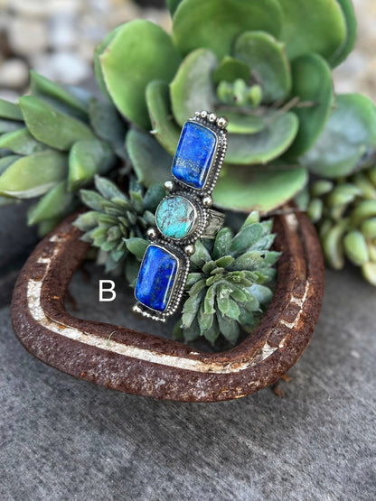 Lapis & Kingman Stone Ring - Cowgirls & City Chics