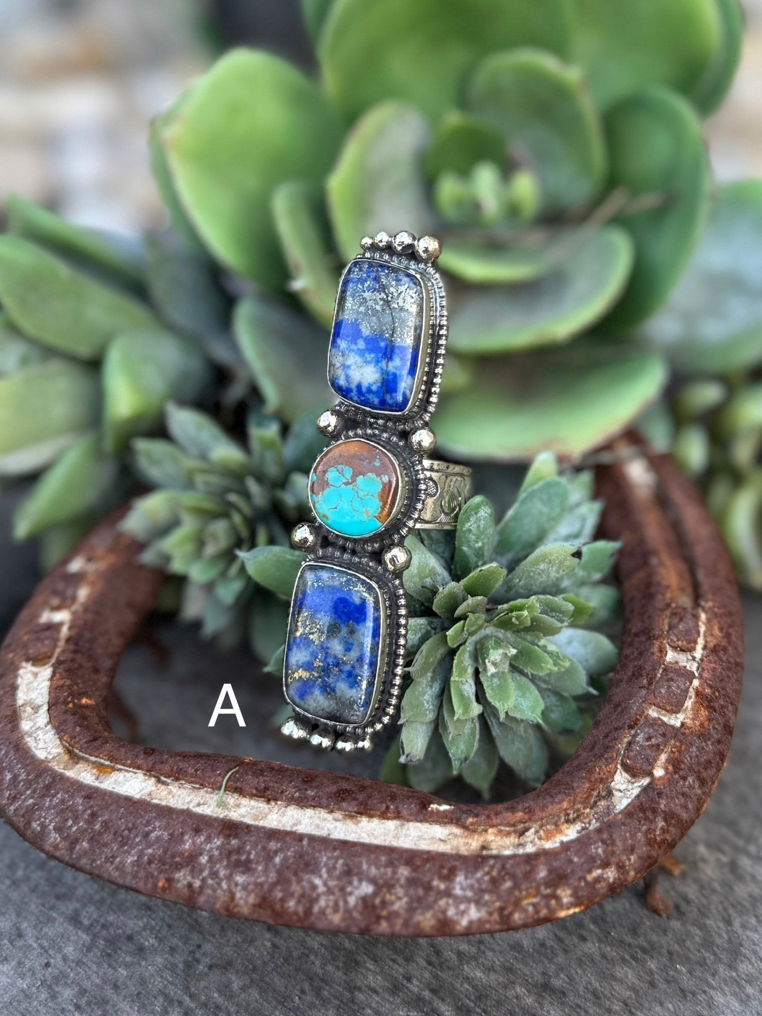 Lapis & Kingman Stone Ring - Cowgirls & City Chics
